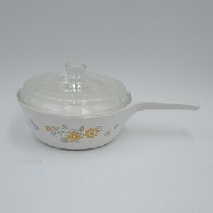 Vintage 1971-1975 Floral Bouquet Corning Ware 1 Pint Pot With Lid P-81-B